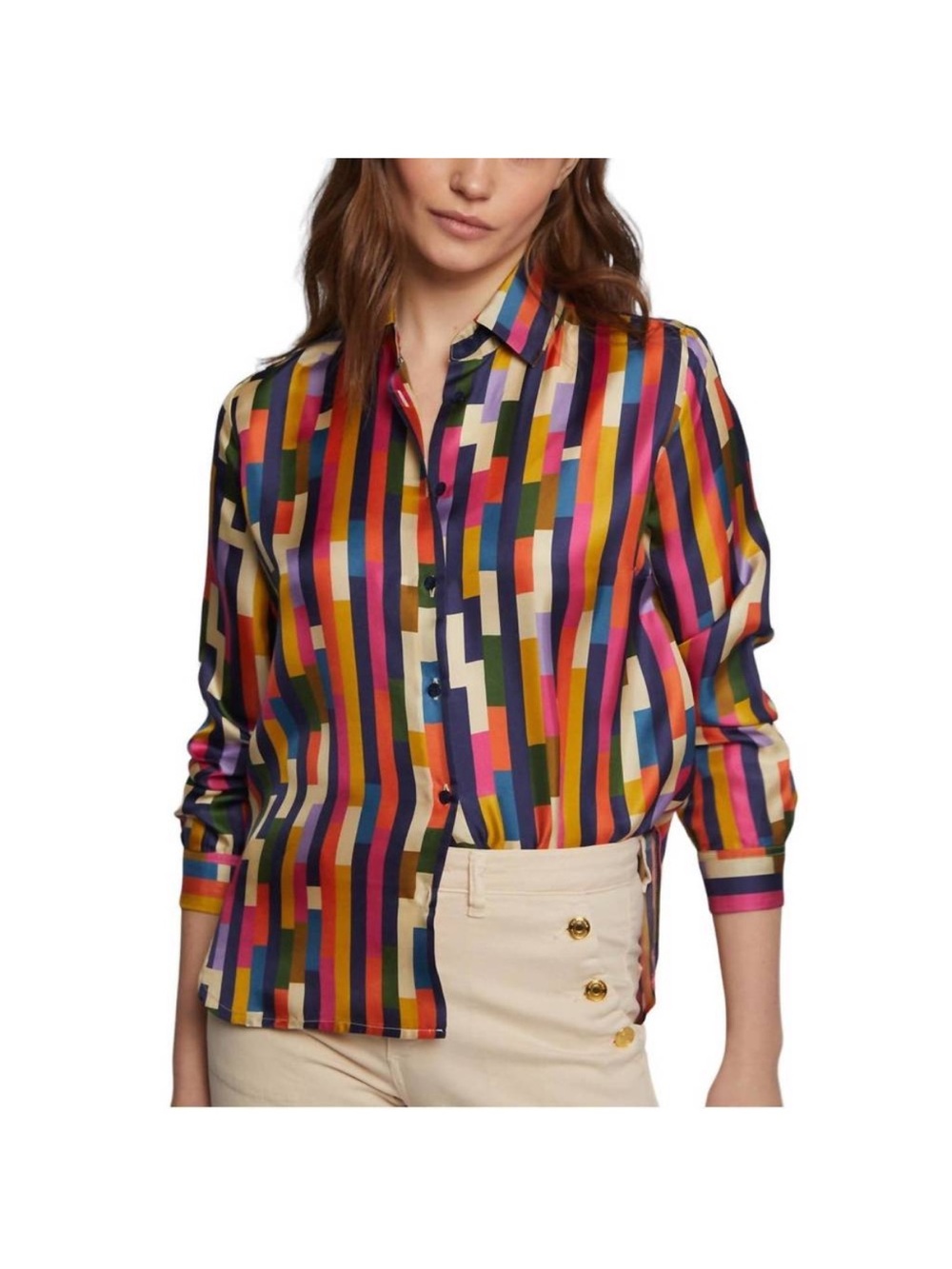 Vilagallo Isabella Silk Shirt Geometric